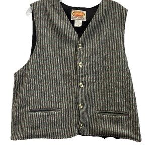 Vintage Paragraff Vest Grunge Punk Button Up Wool Striped Colorblock Sz. Medium